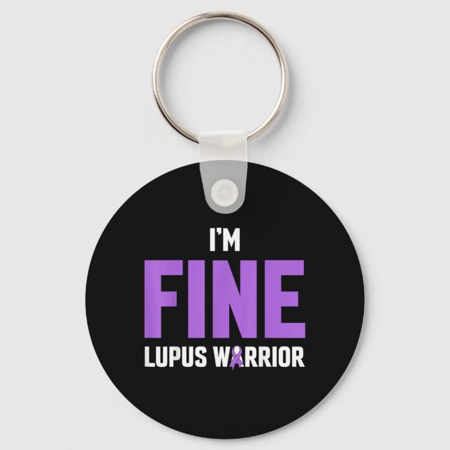 Chaveiro Laço Roxo Eu Estou Bem Guerreiro do Lúpus (Frente)