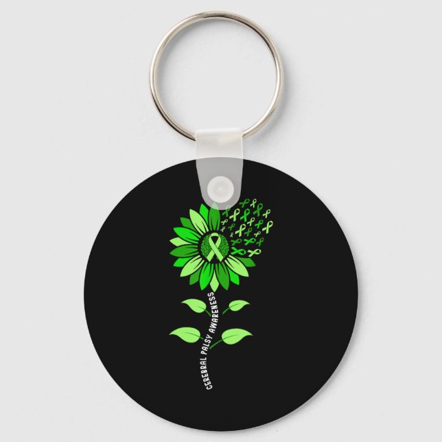 Chaveiro Laço verde girassol paralisia cerebral pc conscien (Frente)