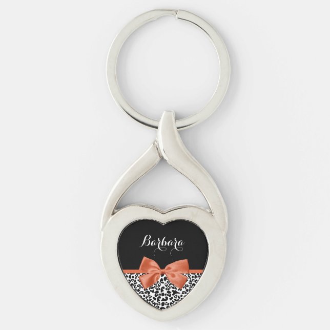 Chaveiro Lacre Laranja Queimado Estampa de Leopardo Chic Co (Frente)