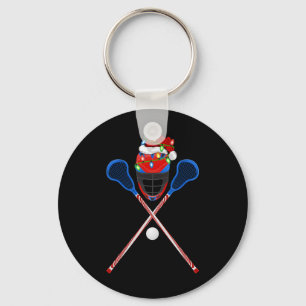 Chaveiro Lacrosse Sports Lover Xmas Santa Hat Lacrosse Chri