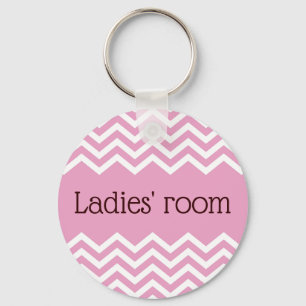 Chaveiro Ladies room bathroom keychain, pink chevrons