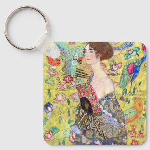 Chaveiro Lady with Fan, por Gustav Klimt, Vintage Japonism