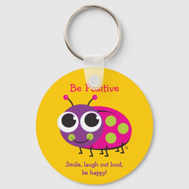 chaveiro Ladybug "Seja positivo" (Frente)