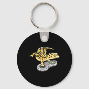 Chaveiro Lagarto Leopardo Jogando Jogo de Vídeo Lagarto Rép