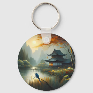 Chaveiro Lago Japão Pássaro 1 - Tela