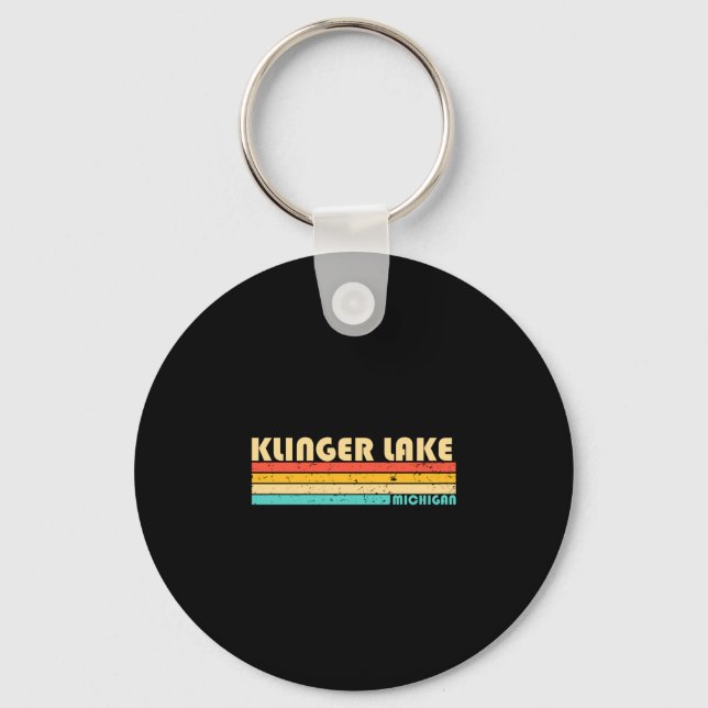 Chaveiro Lago Klinger Michigan engraçado pesca acampamento  (Frente)