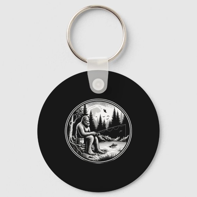 Chaveiro Lago Pescaria Sasquatch Pescador Funny Fis (Frente)