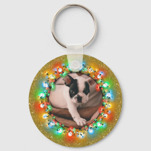Chaveiro Lâmpadas de Natal Golden Sparkle com Foto