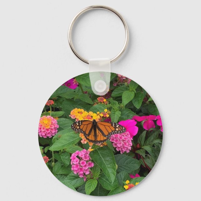 Chaveiro Lantana Verde Amarelo Cor-de-rosa com borboleta (Frente)