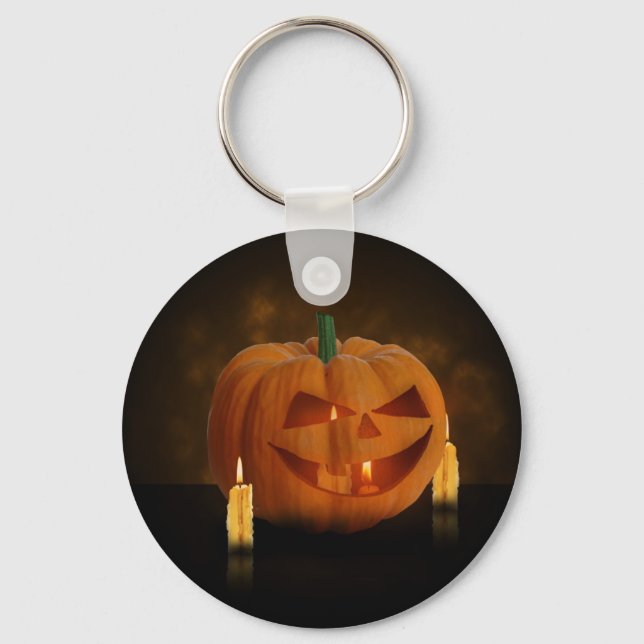 Chaveiro Lanterna de Abóbora Halloween com Velas (Frente)