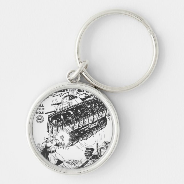 Chaveiro Lanterna Verde nas trincheiras, Preto e Branco (Frente)