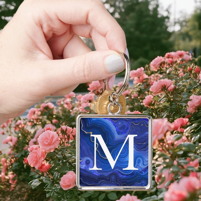 Chaveiro Lápis Lazúli Monogramado (Monogrammed Lapis Lazuli Keychain)