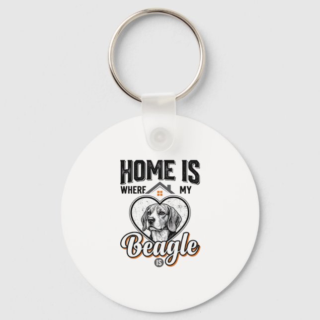 Chaveiro Lar é Onde Está Meu Beagle é Design de Cachorro Vi (Frente)