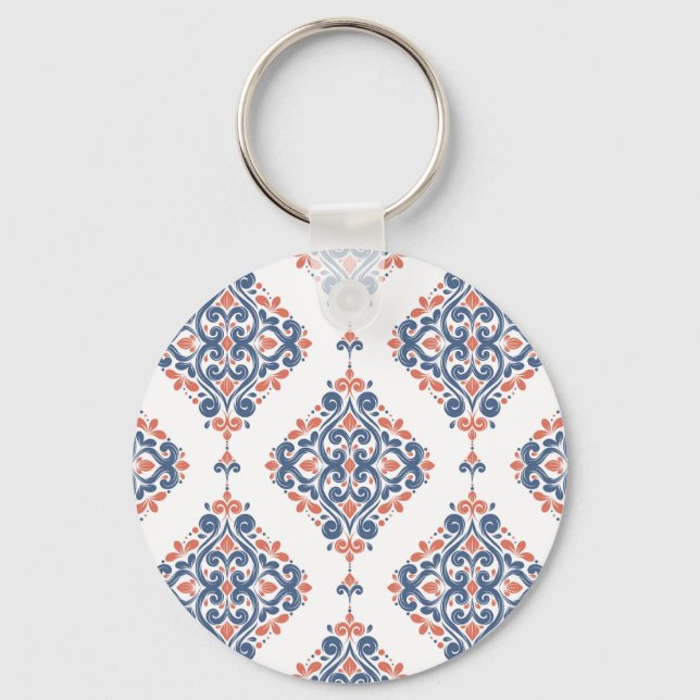 Chaveiro Laranja Azul Ornamental: Sem costura (Frente)