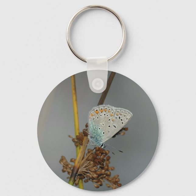 Chaveiro Laranja Branco Azul com Borboleta Preta (Frente)