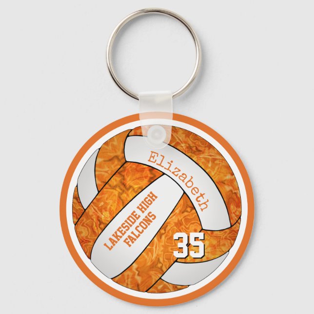 Chaveiro laranja branco colorido nome personalizado voleibo (Frente)