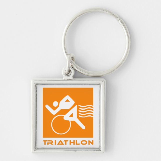 Chaveiro Laranja e branco do Triathlon (Frente)