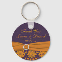 Laranja e Casamento tema damasco Roxo Favor Chavei