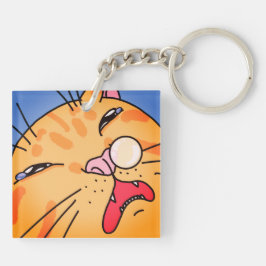 Chaveiro Laranja espirrando Gato Engraçado e Texto Adorável