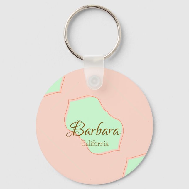 Chaveiro Laranja verde pastel boho adicionar nome lugar rús (Frente)