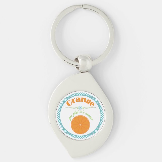 Chaveiro Laranja Você Alegra Que É Verão com Borda Azul (Frente)