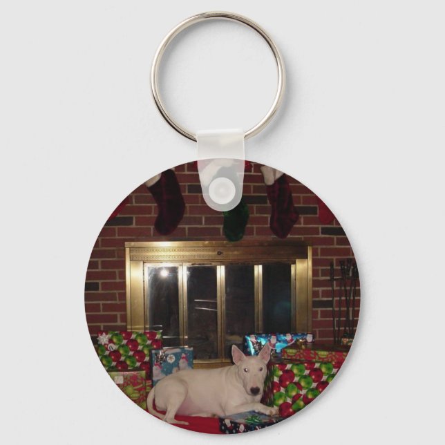 Chaveiro lareira de presente de natal terror do touro inglê (Frente)