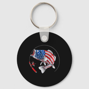 Chaveiro Largemouth B Peixe EUA Bandeira Americana Pesca