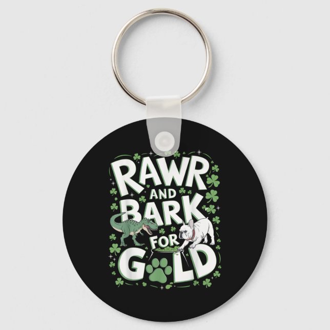 Chaveiro Latido Rawr T-rex Bulldog Rua. Patricks Day Americ (Frente)