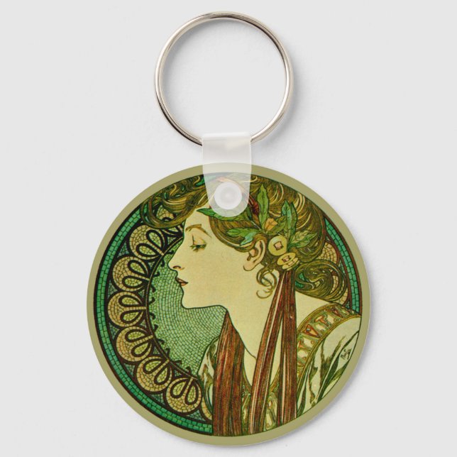 Chaveiro Laurel, Alphonse Mucha Vintage Art Nouveau (Frente)