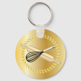 Chaveiro Laurel Dourado do Whisk & Rolling Pin Baking Lover