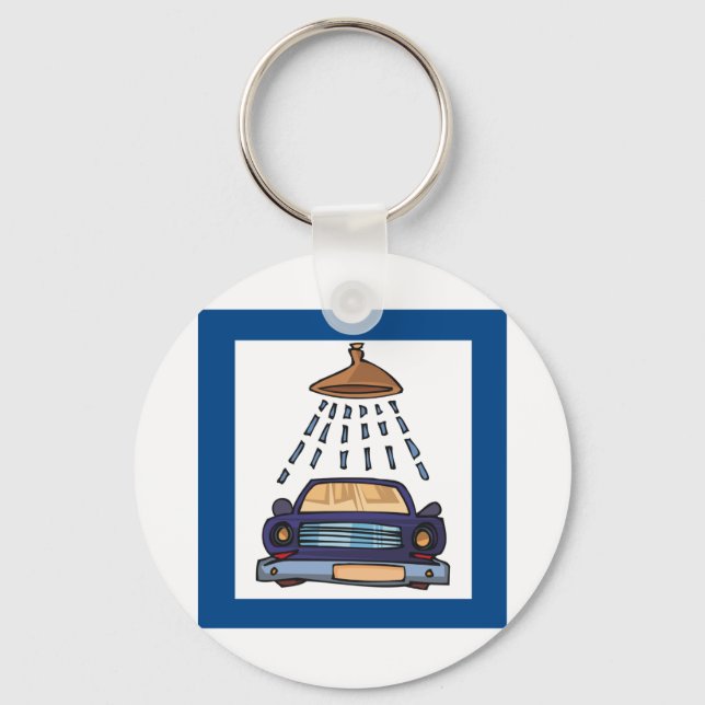 Chaveiro Lavagem de Carro Azul de Desenho Animado Detalhame (Frente)