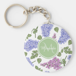 Chaveiro Lavanda Chic Lilac Floral Pastel Verde Monograma