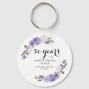 Chaveiro Lavanda roxo floral 50º aniversário de casamento