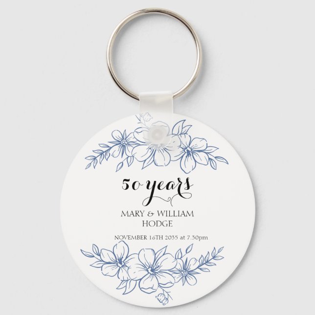 Chaveiro Lavanda roxo floral 50º aniversário de casamento (Frente)