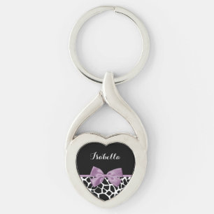Chaveiro Lavanda Roxo Impressão Arco Girafa Cuja Nome