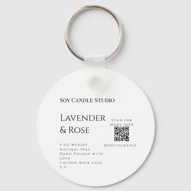 Chaveiro Lavanda soy candela com rosa adicione q r código t (Frente)