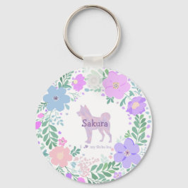 Chaveiro Lavender Shiba Inu Silhouette Custom Name & Photo