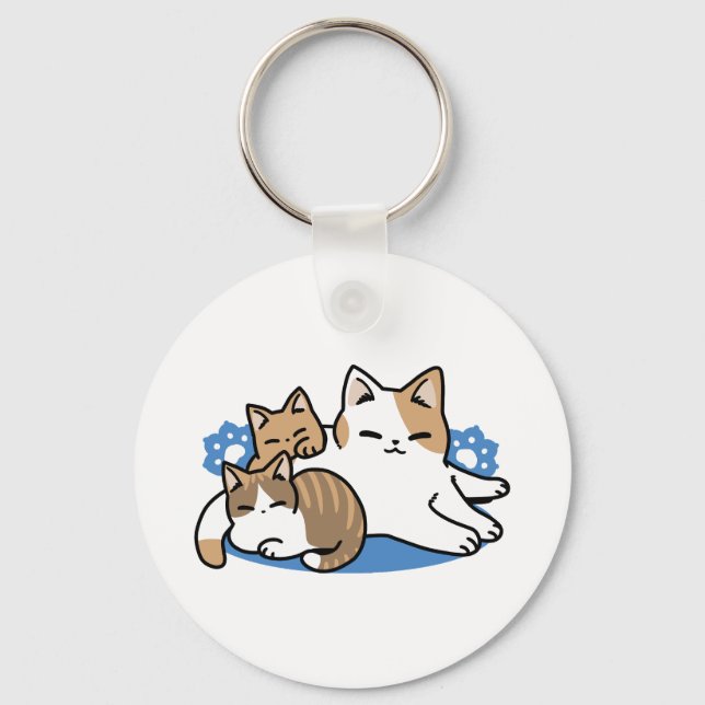 Chaveiro Lazer - Design de Gatos Preguiçosos (Frente)