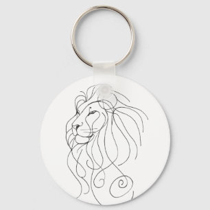 Chaveiro Leão Desenhado à Mão - Arte Minimalista de Linha