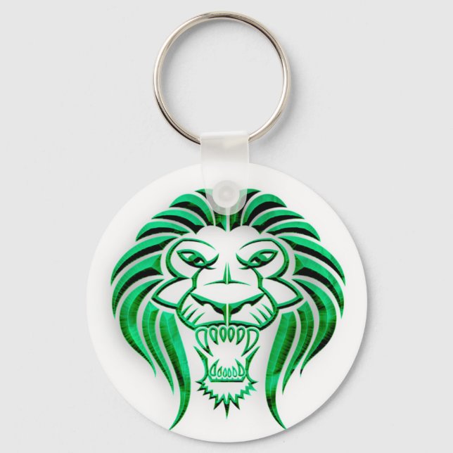 Chaveiro Leão Tribal Head-Green (Frente)