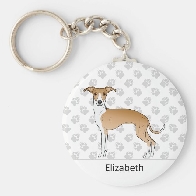 Chaveiro Lebre e Branco Galgo Italiano Com Nome Personaliza (Frente)
