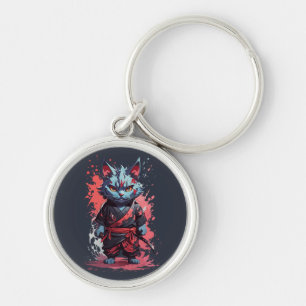 Chaveiro Legal Cinza d'água Ninja Cat Warrior
