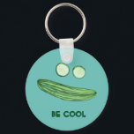 Chaveiro Legal como um pepino "BE LEGAL" Engraçado Rosto de<br><div class="desc">Fique legal como pepino com este chaveiro. Arte aquarela só para você! Procure mais designs no meu compro!</div>