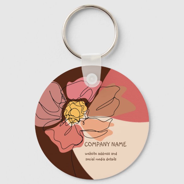 Chaveiro Legal forma de Abstrato Floral Castanho Coral Girl (Frente)