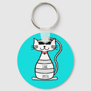 Chaveiro Legal Gato com óculos de sol nome personalizado