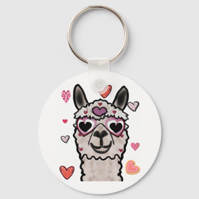 Chaveiro Legal Llama com óculos cardíacos (Frente)