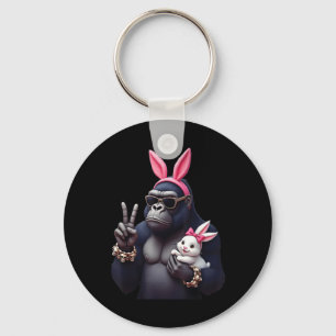 Chaveiro Legal Páscoa Engraçado Gorilla Bunny, Bonita &
