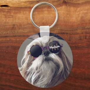 Chaveiro Legal Shih Tzu Vintage óculos retrorreflectores Fo