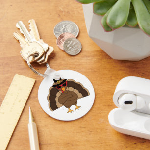 Chaveiro Legal Turquia com óculos de sol Feliz Ação de Graç