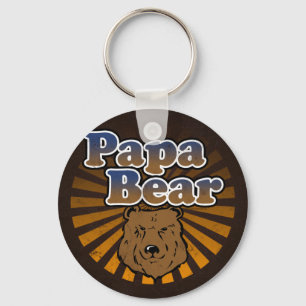 Chaveiro Legal Urso Papa, Castanho/Azul/Presente de Pai Dou